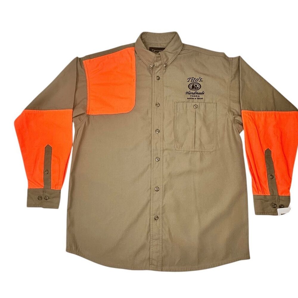 NEW Gamehide Tito’s Handmade Vodka Hunting Shirt Blaze Orange Khaki Mens Medium